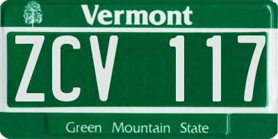 VT license plate ZCV117