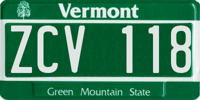 VT license plate ZCV118