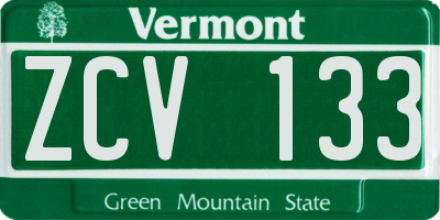 VT license plate ZCV133