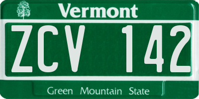 VT license plate ZCV142