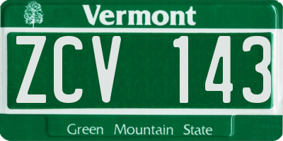 VT license plate ZCV143