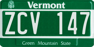 VT license plate ZCV147