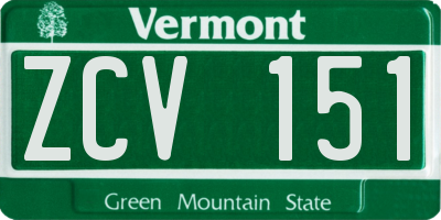 VT license plate ZCV151