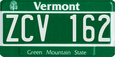 VT license plate ZCV162