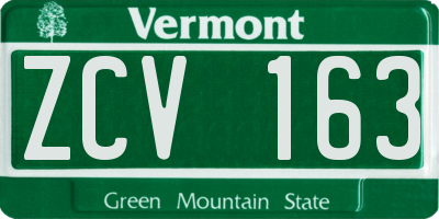 VT license plate ZCV163