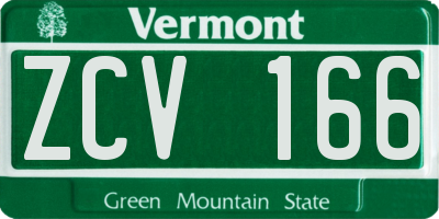 VT license plate ZCV166
