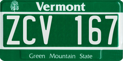 VT license plate ZCV167
