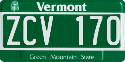 VT license plate ZCV170