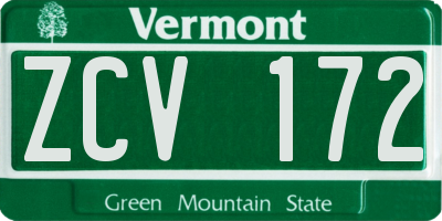 VT license plate ZCV172