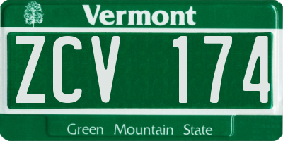 VT license plate ZCV174