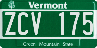 VT license plate ZCV175
