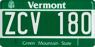 VT license plate ZCV180