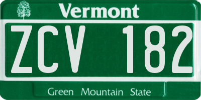 VT license plate ZCV182