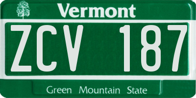 VT license plate ZCV187