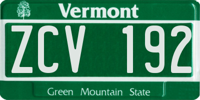 VT license plate ZCV192
