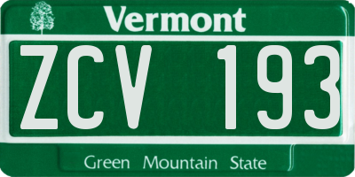 VT license plate ZCV193