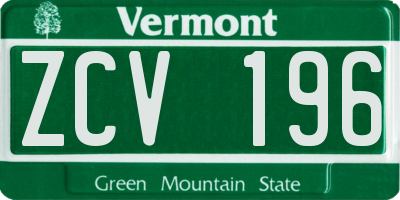 VT license plate ZCV196