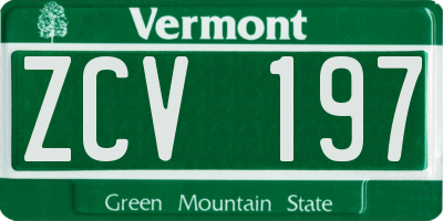VT license plate ZCV197