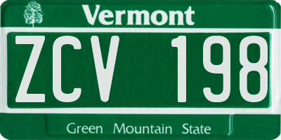 VT license plate ZCV198