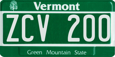 VT license plate ZCV200
