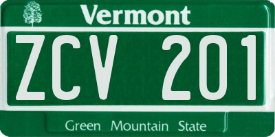 VT license plate ZCV201