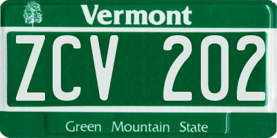 VT license plate ZCV202