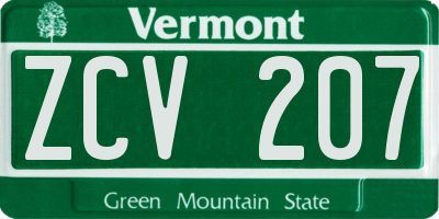VT license plate ZCV207