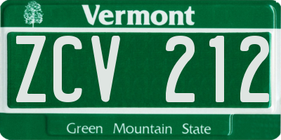 VT license plate ZCV212