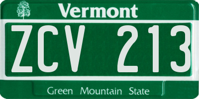 VT license plate ZCV213