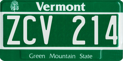 VT license plate ZCV214