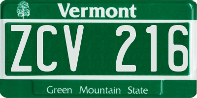 VT license plate ZCV216