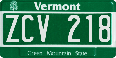 VT license plate ZCV218