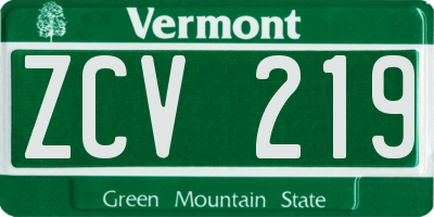 VT license plate ZCV219
