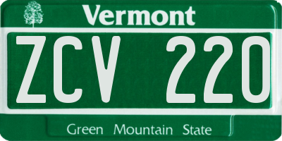 VT license plate ZCV220