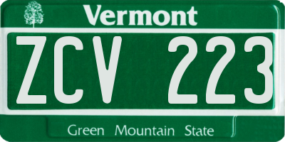 VT license plate ZCV223