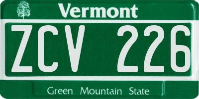 VT license plate ZCV226