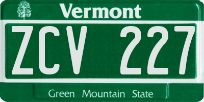 VT license plate ZCV227