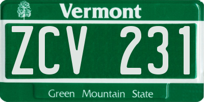 VT license plate ZCV231