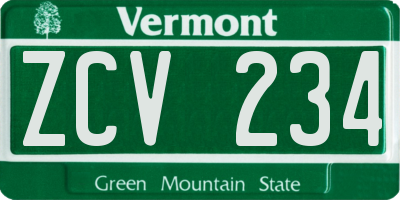 VT license plate ZCV234