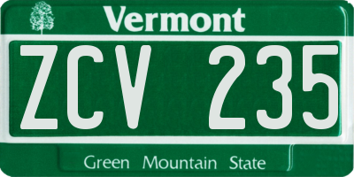 VT license plate ZCV235