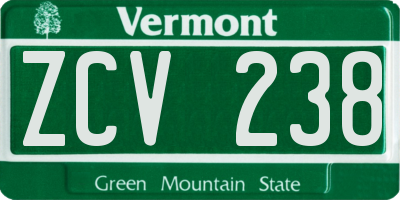 VT license plate ZCV238