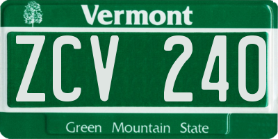 VT license plate ZCV240