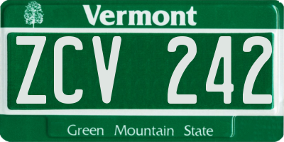 VT license plate ZCV242