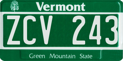 VT license plate ZCV243