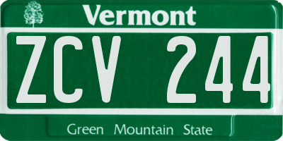 VT license plate ZCV244