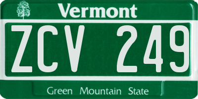 VT license plate ZCV249