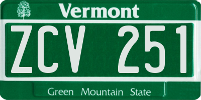 VT license plate ZCV251
