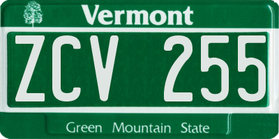 VT license plate ZCV255