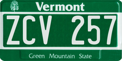 VT license plate ZCV257