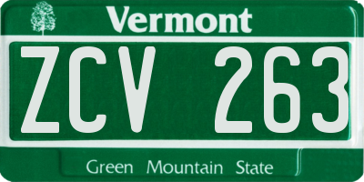 VT license plate ZCV263